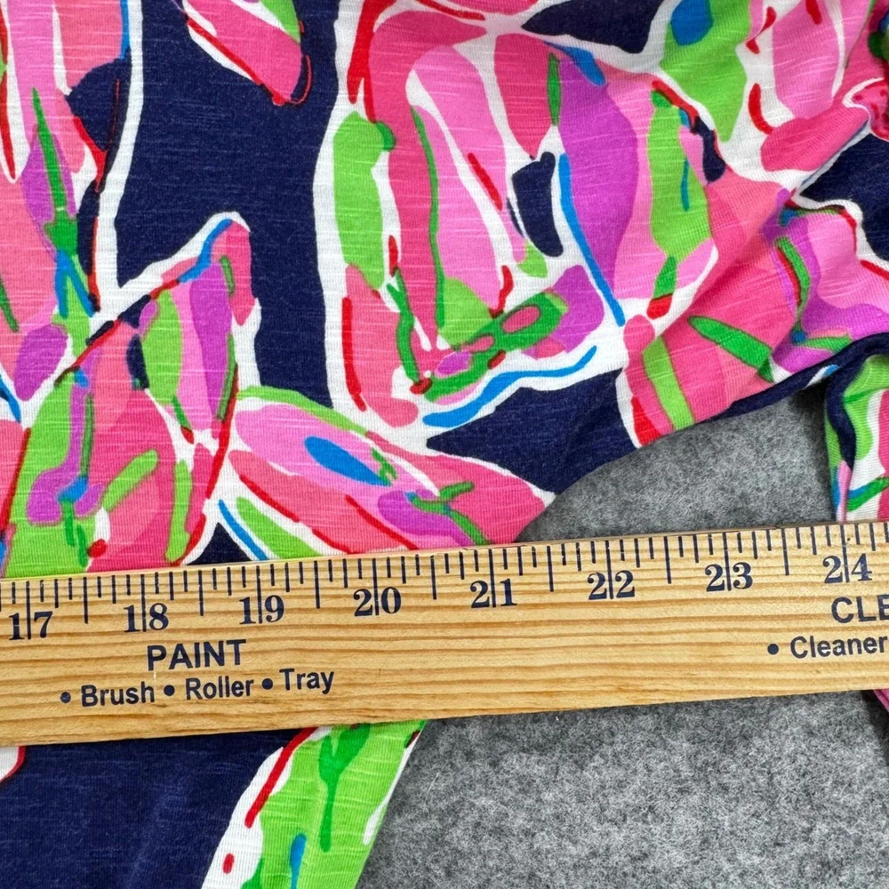 Lilly Pulitzer Cara In the Vias Mini Dress Size Small Pink Navy Palm Leaf Beach - Picture 7 of 10